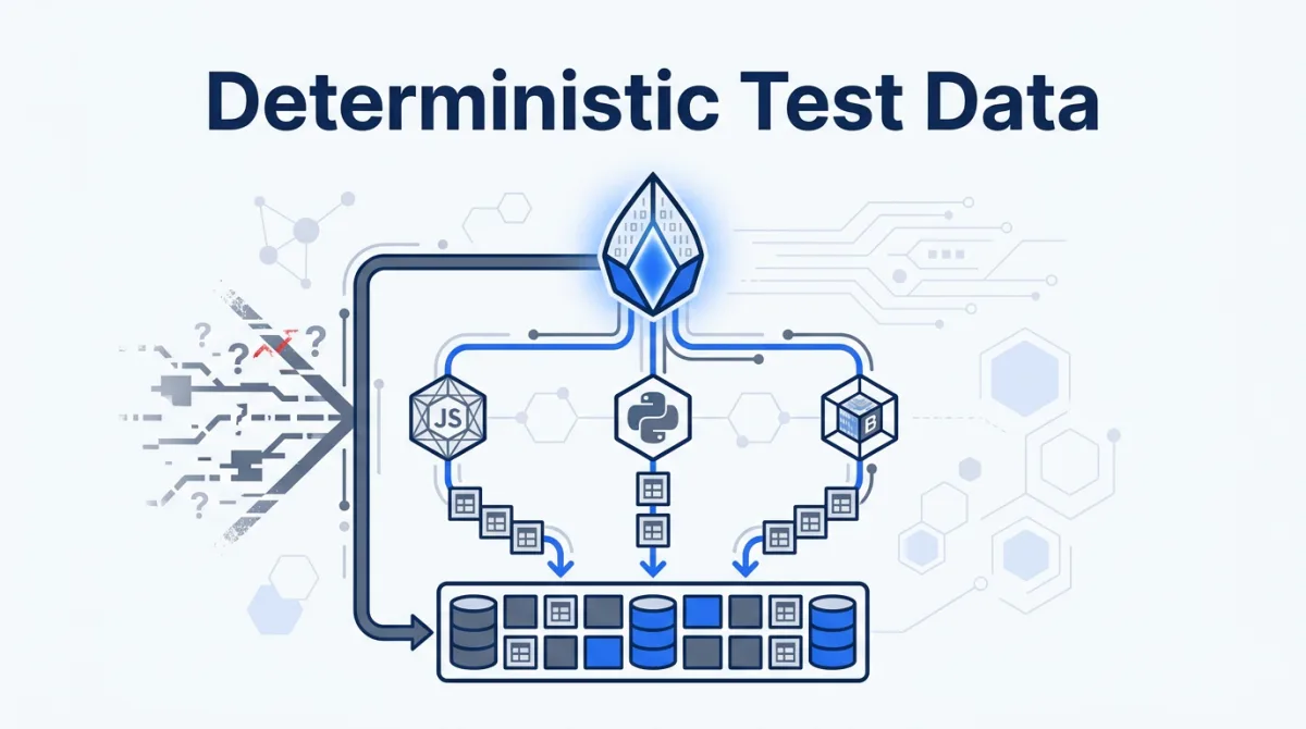 Illustration for this article: Reproduce Faker test data with a seed, pinned version, locale and clock. Includes a runnable example, verified output and fixes for changing fixtures.