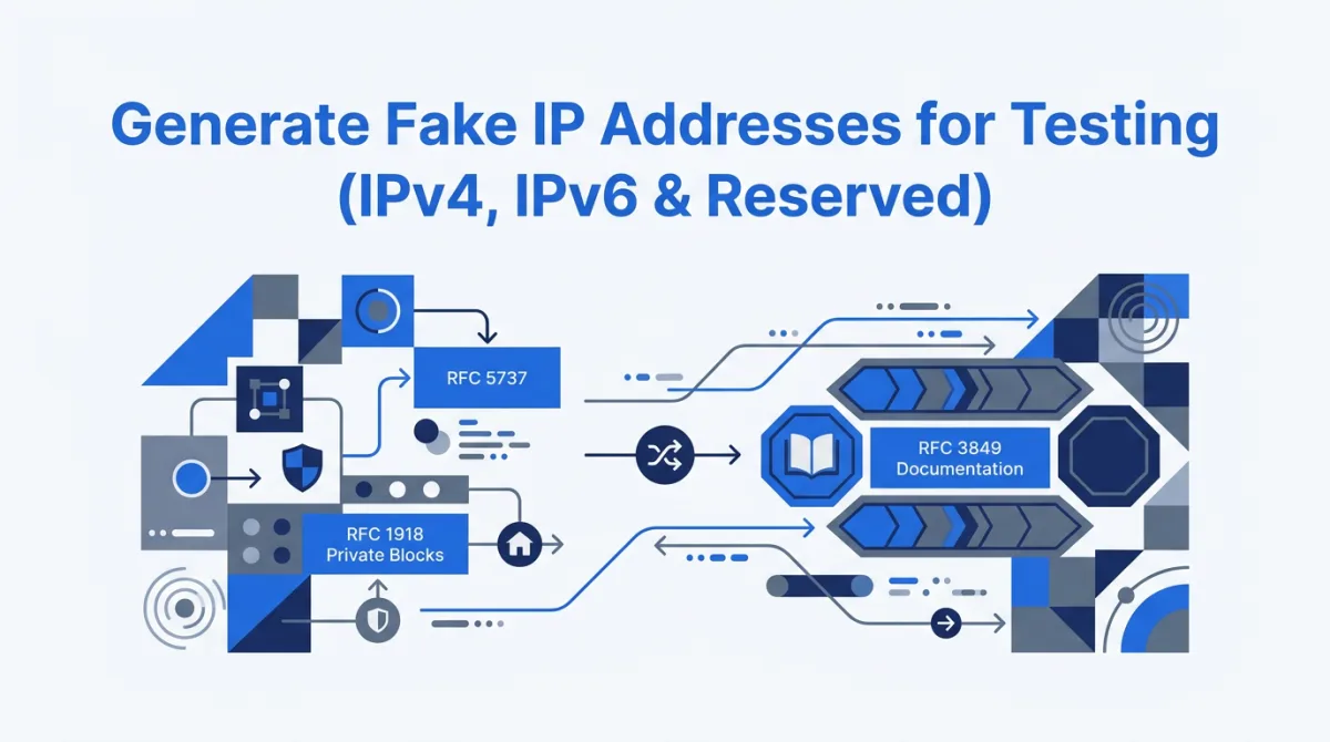 Illustration for this article: Choose documentation IPs for fixtures and private IPs for controlled networks. Includes IPv6 3fff::/20, exact range counts and parser edge cases.